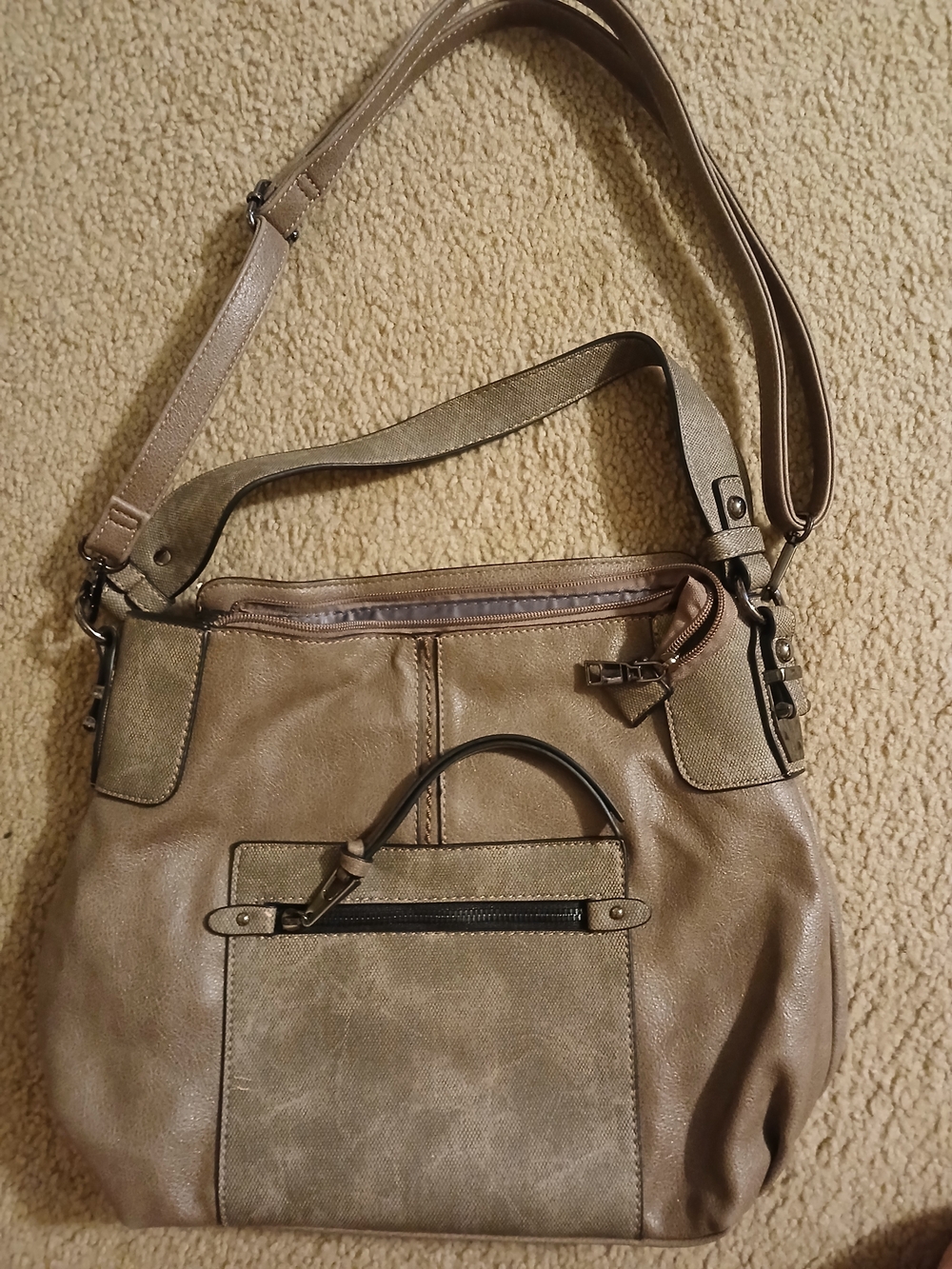 Taupe Multi-Strap Crossbody Tote Bag